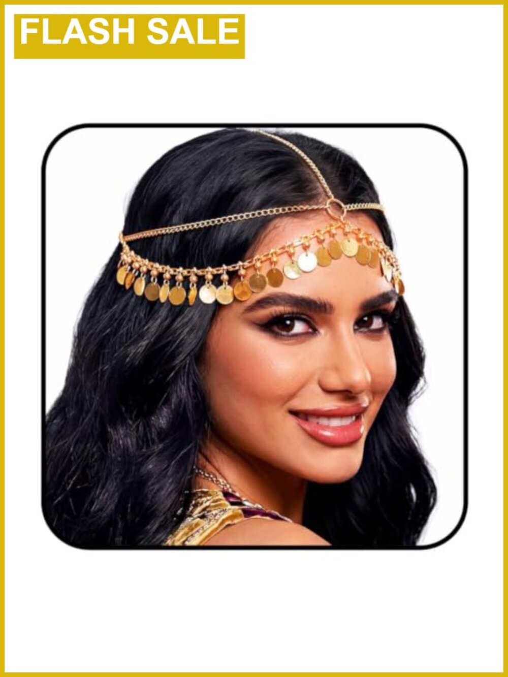 Gold Boho Head Chain Egyptian Headpiece for Women Sequin Jewelry